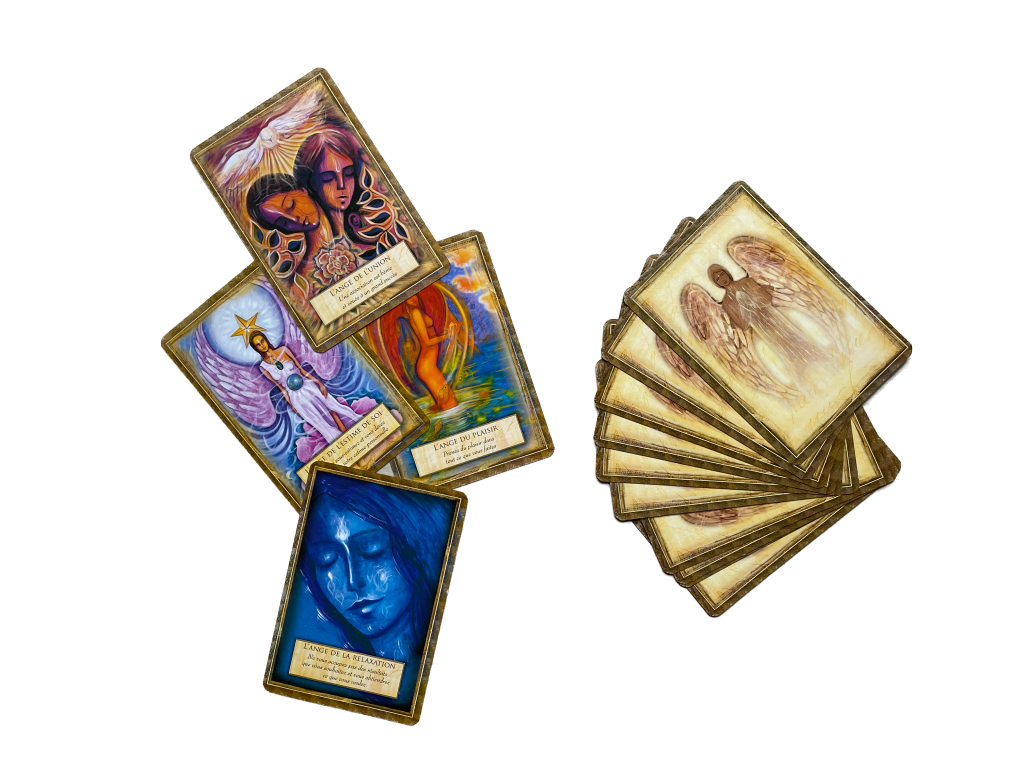 Cartes spirituelles illustrant les dons de Sofia Divination, médium, thérapeute et énergéticienne spécialisée en guérison, guidance spirituelle, soins énergétiques et tirages divinatoires.